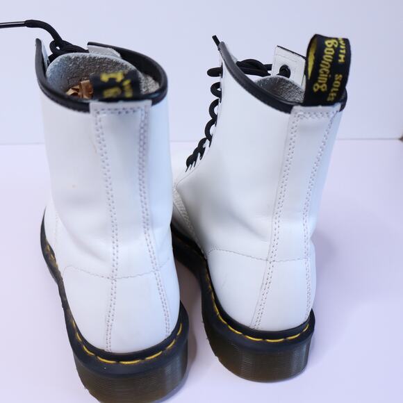 DR MARTENS 1460 Smooth Leather Lace Up Above Ankle Boots White Casual Women's 6 - Picture 3 of 14